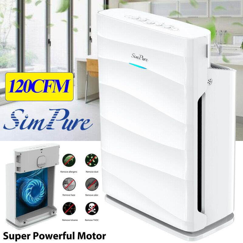 1500Sqft Air Purifier w/Washable Filters 120CFM Large Room Cleaner 5-Stage Hepa
