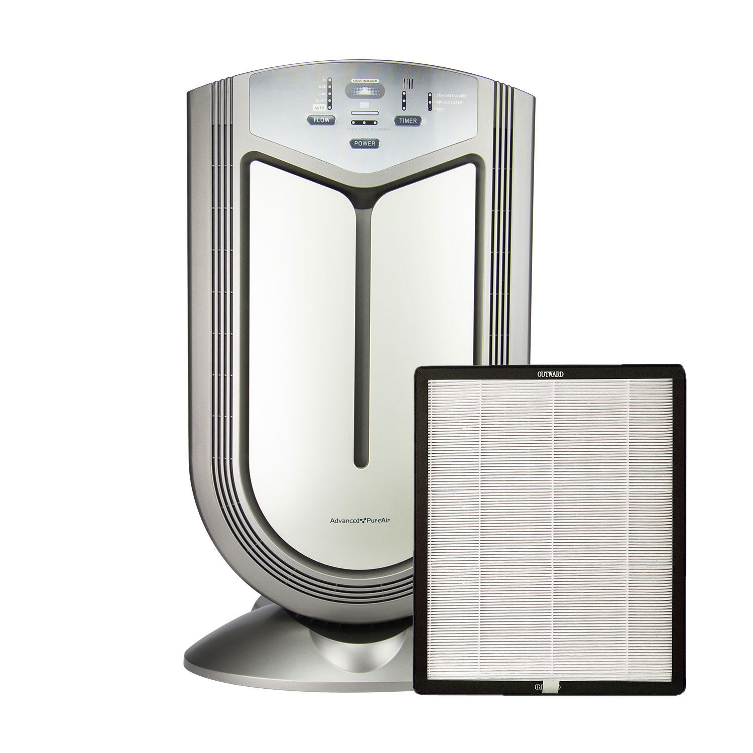 Advanced Pure Air Shield Air Purifier with Additional HEPA/Carbon Replacement Filter Included