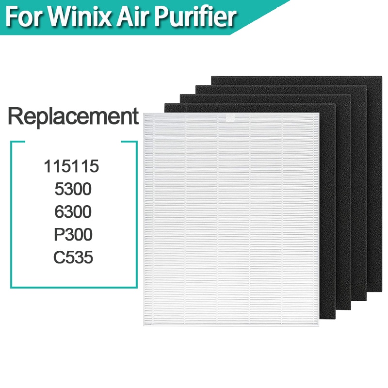 Air Purifier Filters 1PC HEPA Filter and 3PCS Carbon Cotton Set Replacement For Winix 115115 5300 5300-2 6300 6300-2 P300 C535