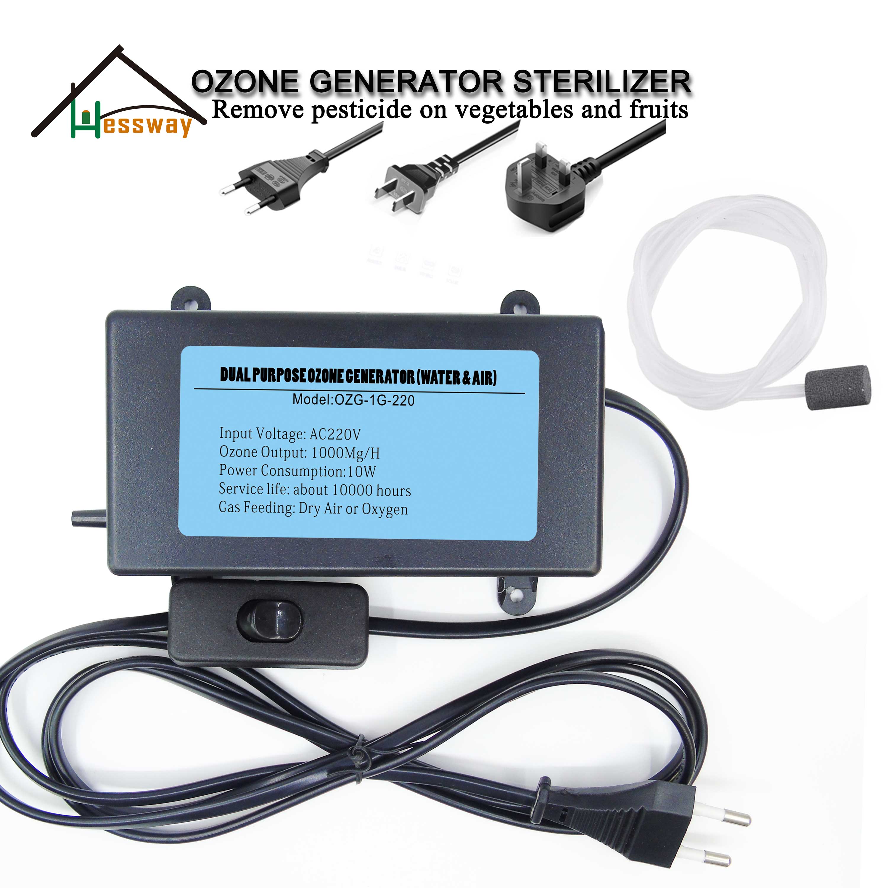 EU/US/UK OEM Ozone Generator 1000mg For Corona Discharge Optional TUYA WIFI Plug Outlet Switch Works with Alexa Google Home