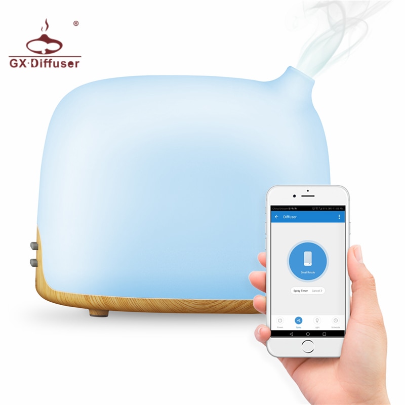 GX.Diffuser 300ML WiFi Smart Ultrasonic Humidifier APP 14 Color LED Air Purifier Voice Essential Oil Diffuser with Google& Alexa