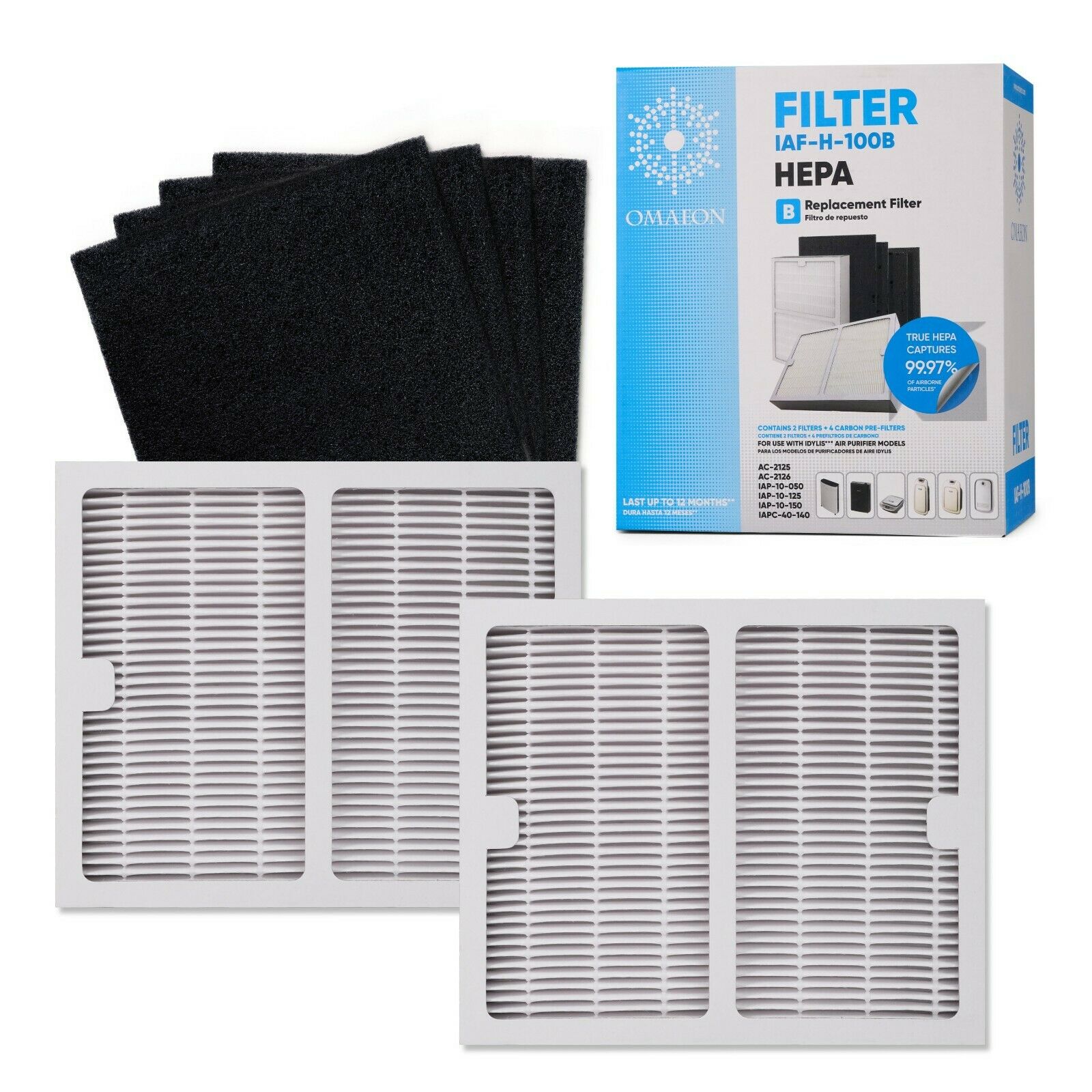 Idylis Replacement Filters B IAF-H-100B AC-2125 IAP-10-125 [2 Hepa and 4 Carbon]