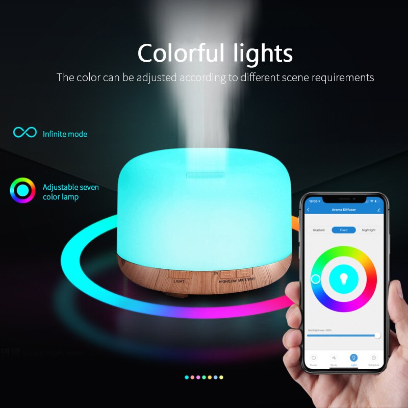 Portable 500ml Humidifier Ultrasonic Aromatherapy Diffuser Mist Maker Air Humidifier Purifier With Light Control By Alexa Google
