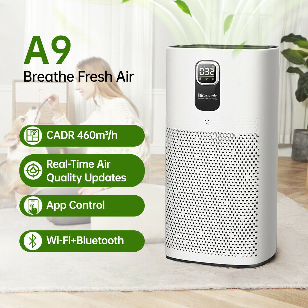 Proscenic Air Purifier True HEPA W/ Carbon Filter Anti-Allergen Large Room PM2.5