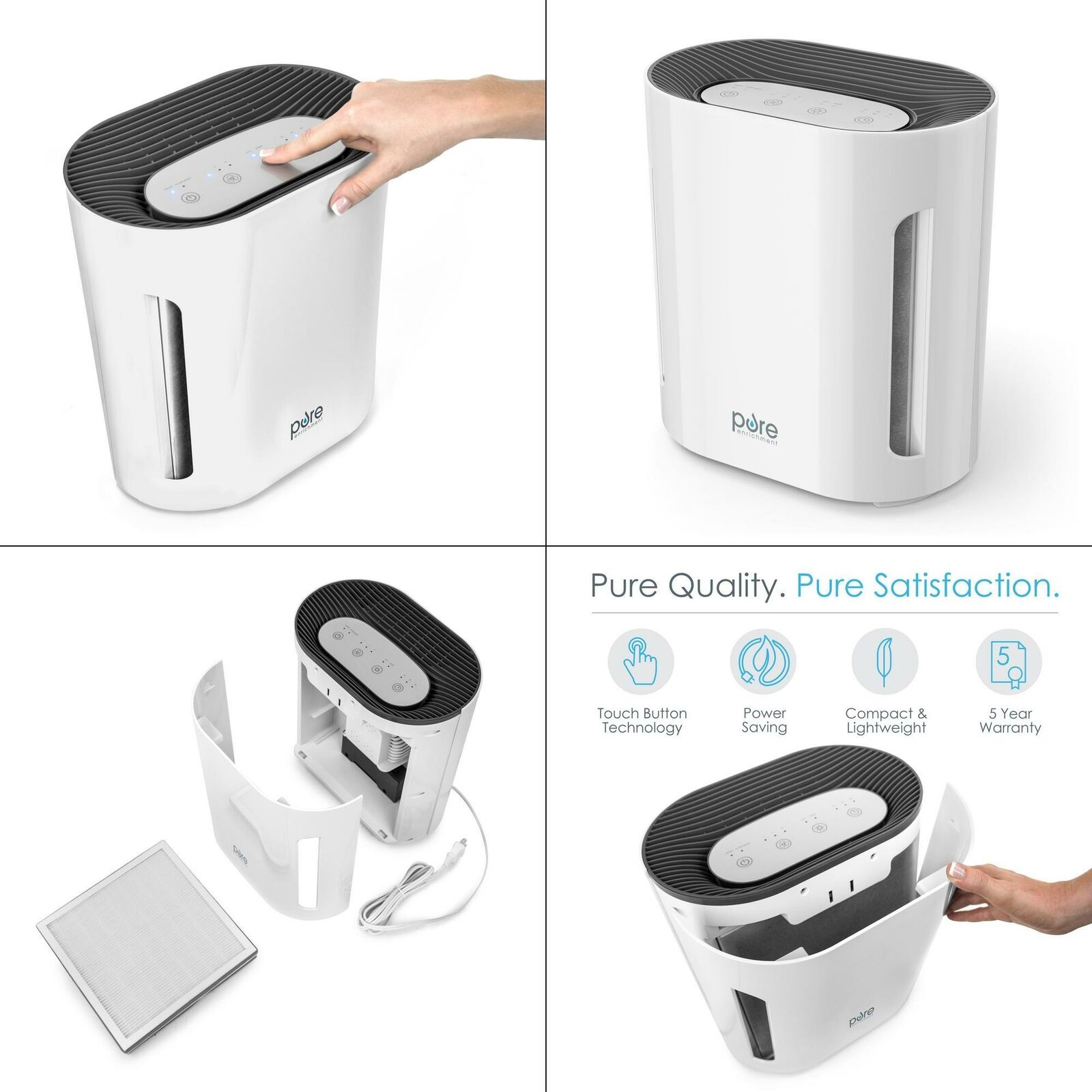 purezone 3-in-1 true hepa air purifier | speeds plus enrichment sanitizer aire