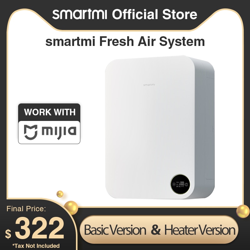 Smartmi Smart Air Purifier Home Fresh Ventilation System with Heat Recovery Anti Fog Haze Formaldehyde Oxygen Bar PM2.5