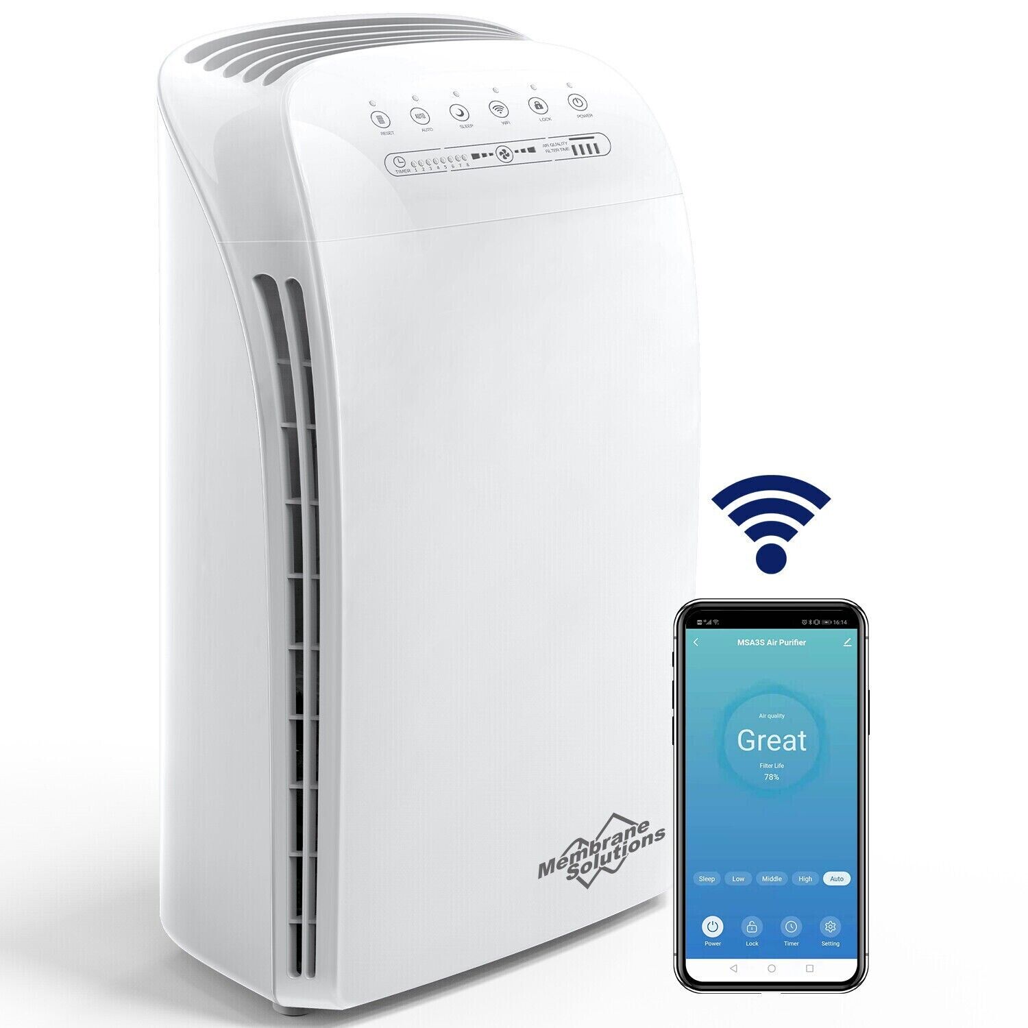 MSA3S Smart Air Purifier for Home Large Room and Bedroom with H13 HEPA Filter